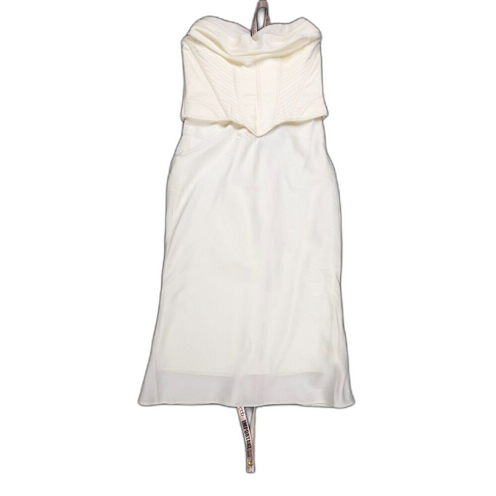 Nwt House Of Cb Sienna Ivory Satin Strapless Corset Midi Dress Romantic Angelic